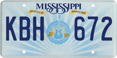 MS license plate KBH672