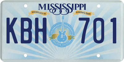 MS license plate KBH701