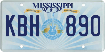 MS license plate KBH890