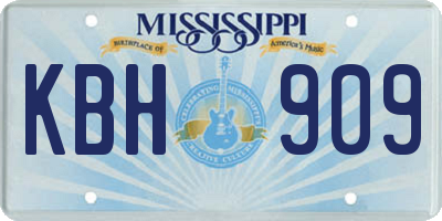 MS license plate KBH909
