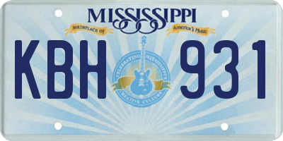 MS license plate KBH931