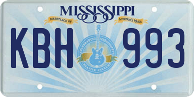 MS license plate KBH993