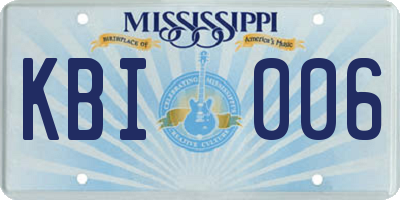 MS license plate KBI006