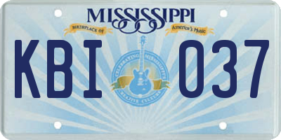 MS license plate KBI037