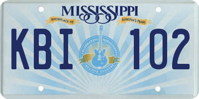 MS license plate KBI102