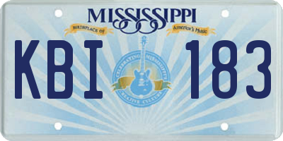 MS license plate KBI183