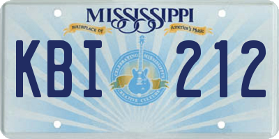 MS license plate KBI212