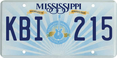MS license plate KBI215