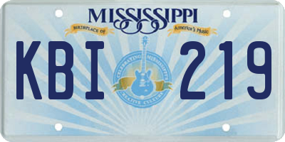 MS license plate KBI219