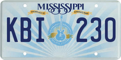 MS license plate KBI230