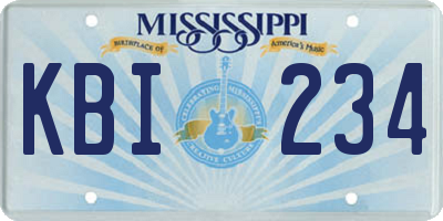 MS license plate KBI234