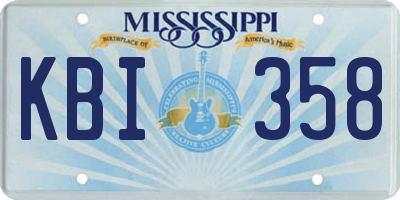 MS license plate KBI358