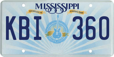 MS license plate KBI360
