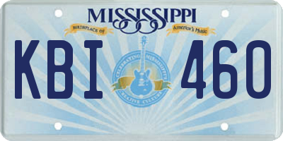 MS license plate KBI460
