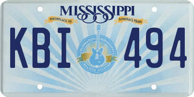 MS license plate KBI494