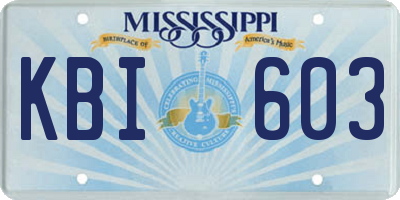 MS license plate KBI603