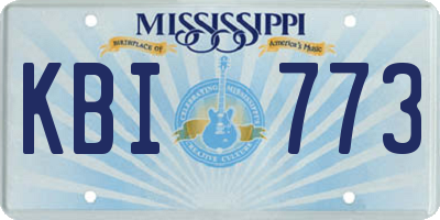 MS license plate KBI773