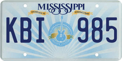 MS license plate KBI985