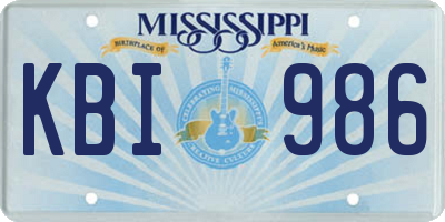 MS license plate KBI986