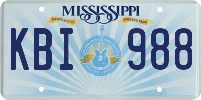 MS license plate KBI988
