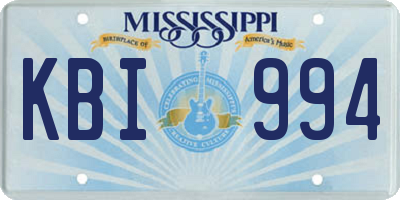 MS license plate KBI994