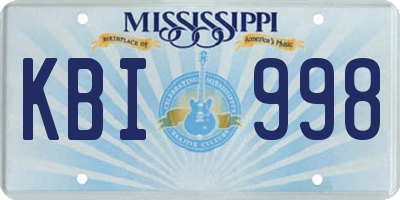 MS license plate KBI998