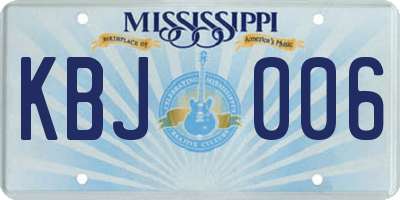 MS license plate KBJ006