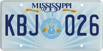 MS license plate KBJ026