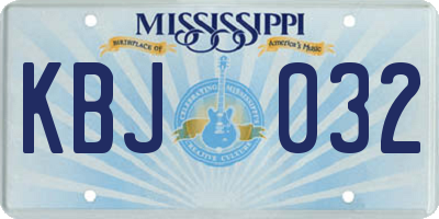 MS license plate KBJ032