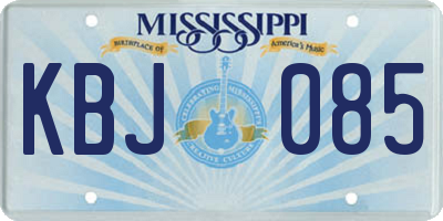 MS license plate KBJ085