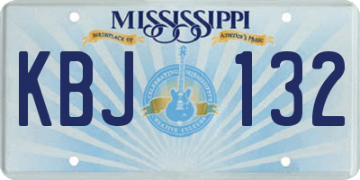 MS license plate KBJ132