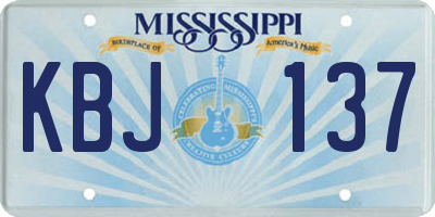MS license plate KBJ137
