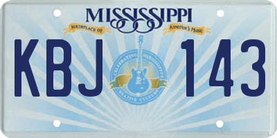 MS license plate KBJ143