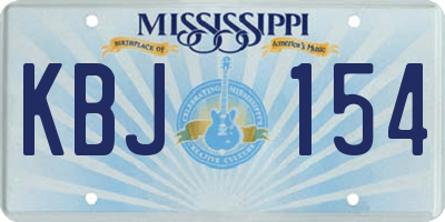 MS license plate KBJ154