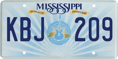 MS license plate KBJ209