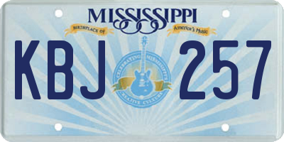 MS license plate KBJ257
