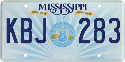 MS license plate KBJ283