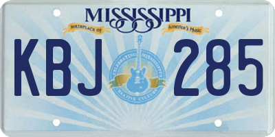 MS license plate KBJ285