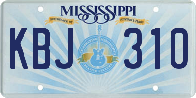 MS license plate KBJ310