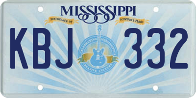 MS license plate KBJ332