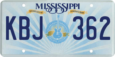 MS license plate KBJ362