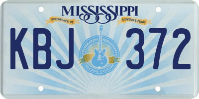 MS license plate KBJ372