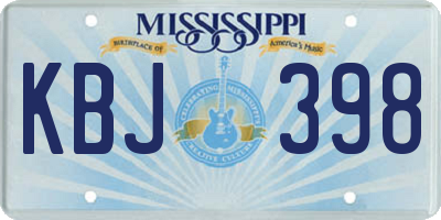 MS license plate KBJ398