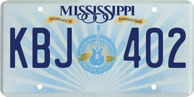 MS license plate KBJ402
