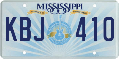 MS license plate KBJ410