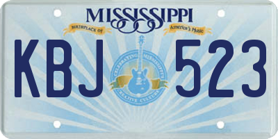 MS license plate KBJ523