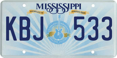 MS license plate KBJ533