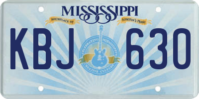 MS license plate KBJ630