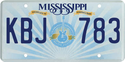 MS license plate KBJ783