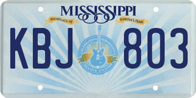MS license plate KBJ803